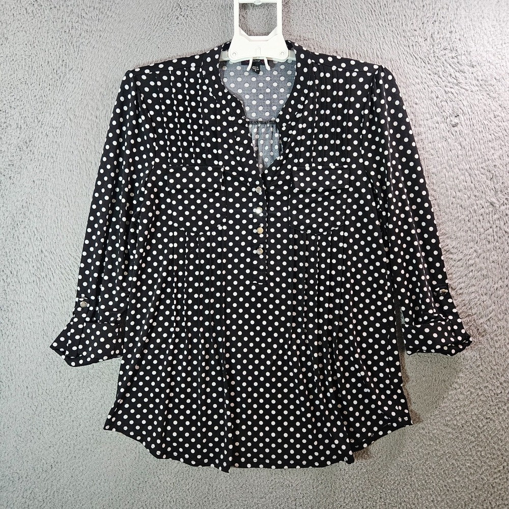 Cocomo Top Blouse Women Small Polka Dot White Black